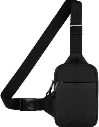 Mini Crossbody Sling Bag Chest Bag Dual Pocket Water Resistant Fanny Pack Running Phone Holder for Men Women Workout Travelling